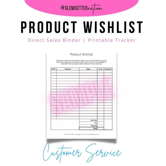 Product Wishlist Printable - Digital Download